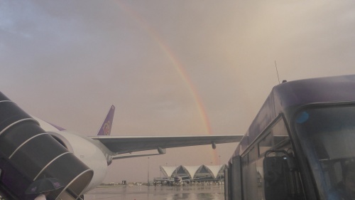 A rainbow to welcome us to Thailand.